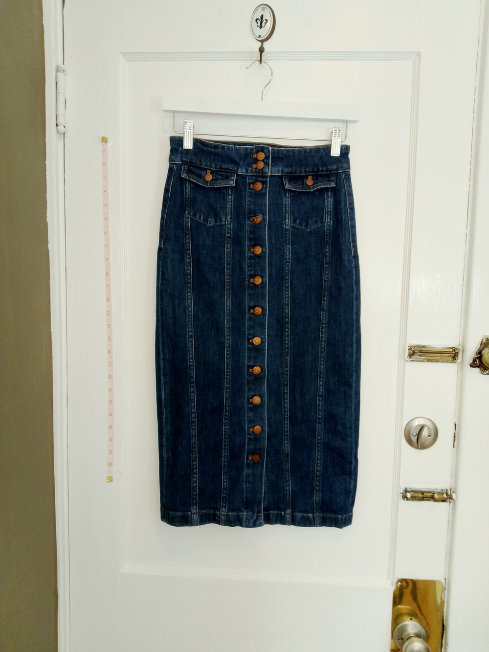 Madewell Dark Blue Denim Button-Front Midi Skirt